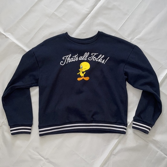 LOONEY TUNES | Tweety Bird navy fleece crew neck sweater - Picture 5 of 7